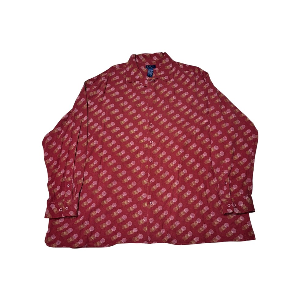 Paul Fredrick Mens 3XL Tall Silk Button Down Shirt Geometric Print Long Sleeve